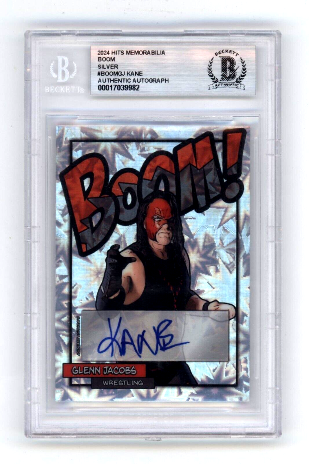 Glenn Jacobs KANE 2024 Hits Memorabilia BOOM Silver #/10 Signed BGS BAS Auto0