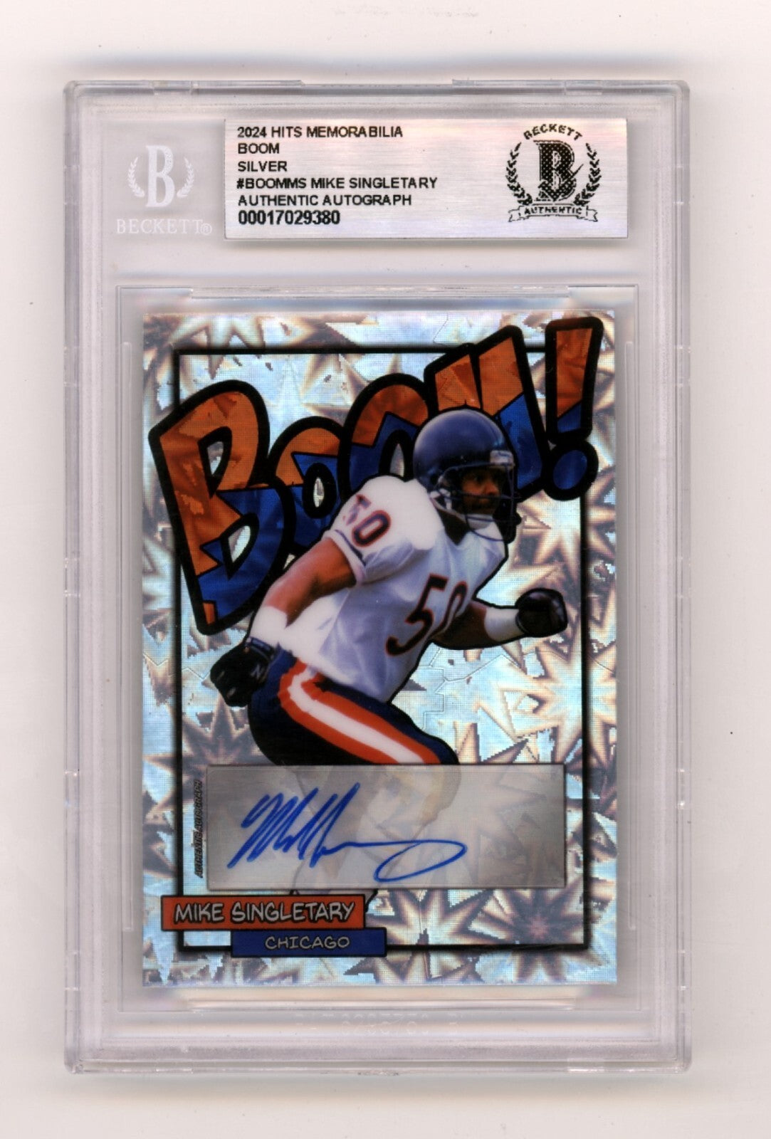 Mike Singletary 2024 Hits Memorabilia BOOM Silver Signed BGS BAS Auto Bears0