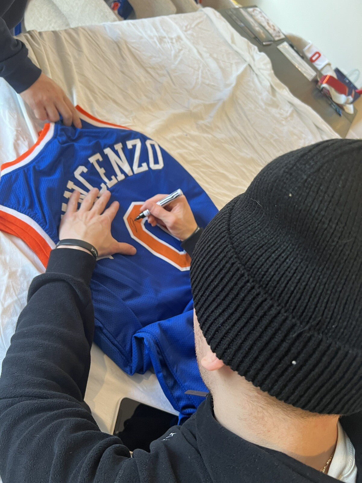 Donte DiVincenzo Signed NY Knicks Custom Jersey w/ Big Ragu Beckett W BAS COA3
