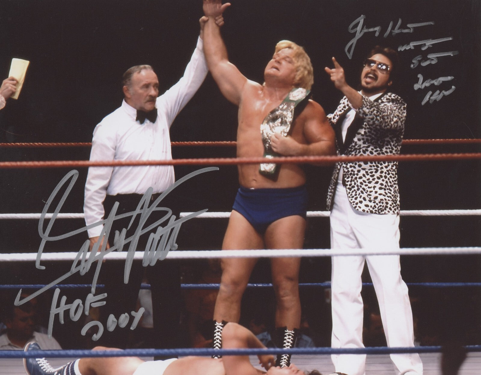 Greg Valentine & Jimmy Hart Dual Signed 8x10 Photo w/ HOF + 2 Insc LSCM COA0