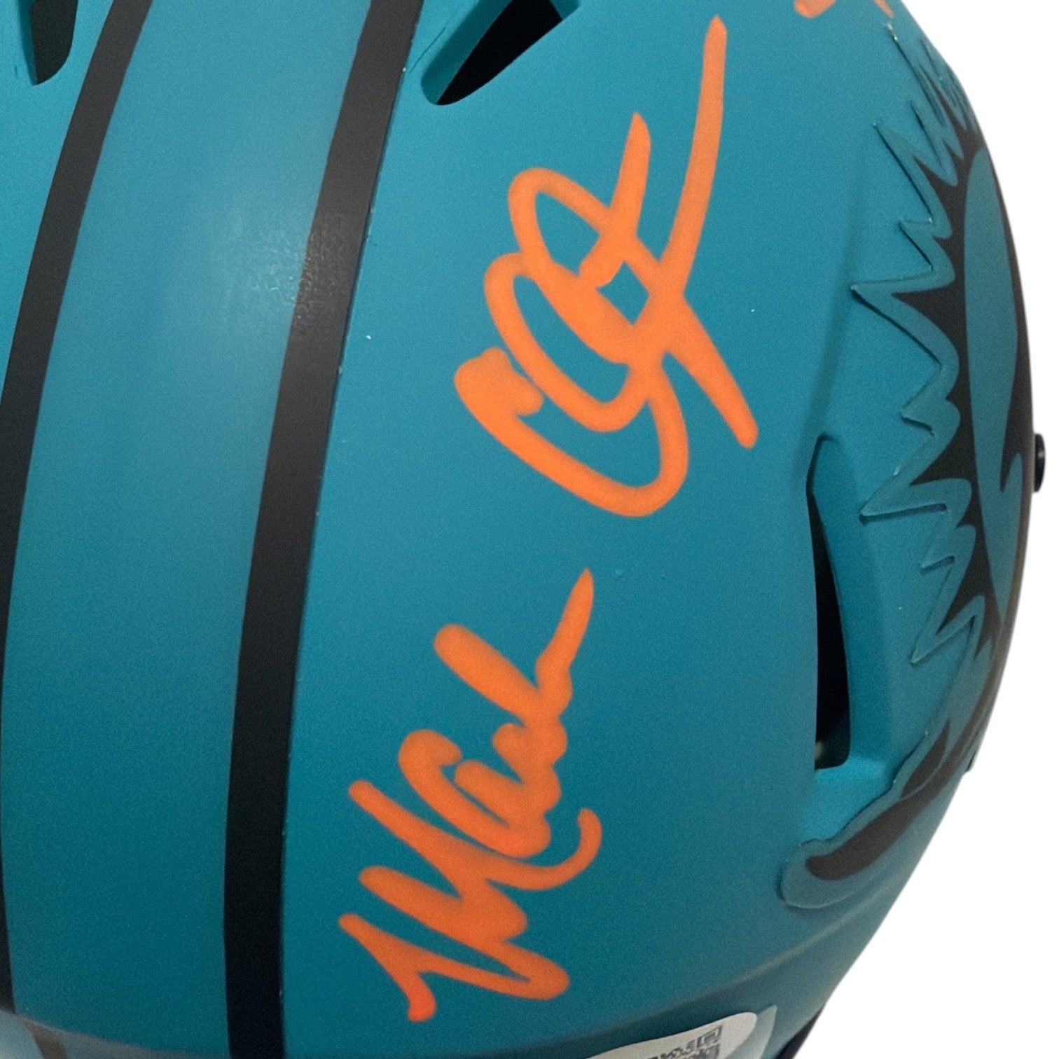 Mark Clayton & Mark Duper Dual Signed Dolphins Rave Mini Helmet JSA Wit COA1