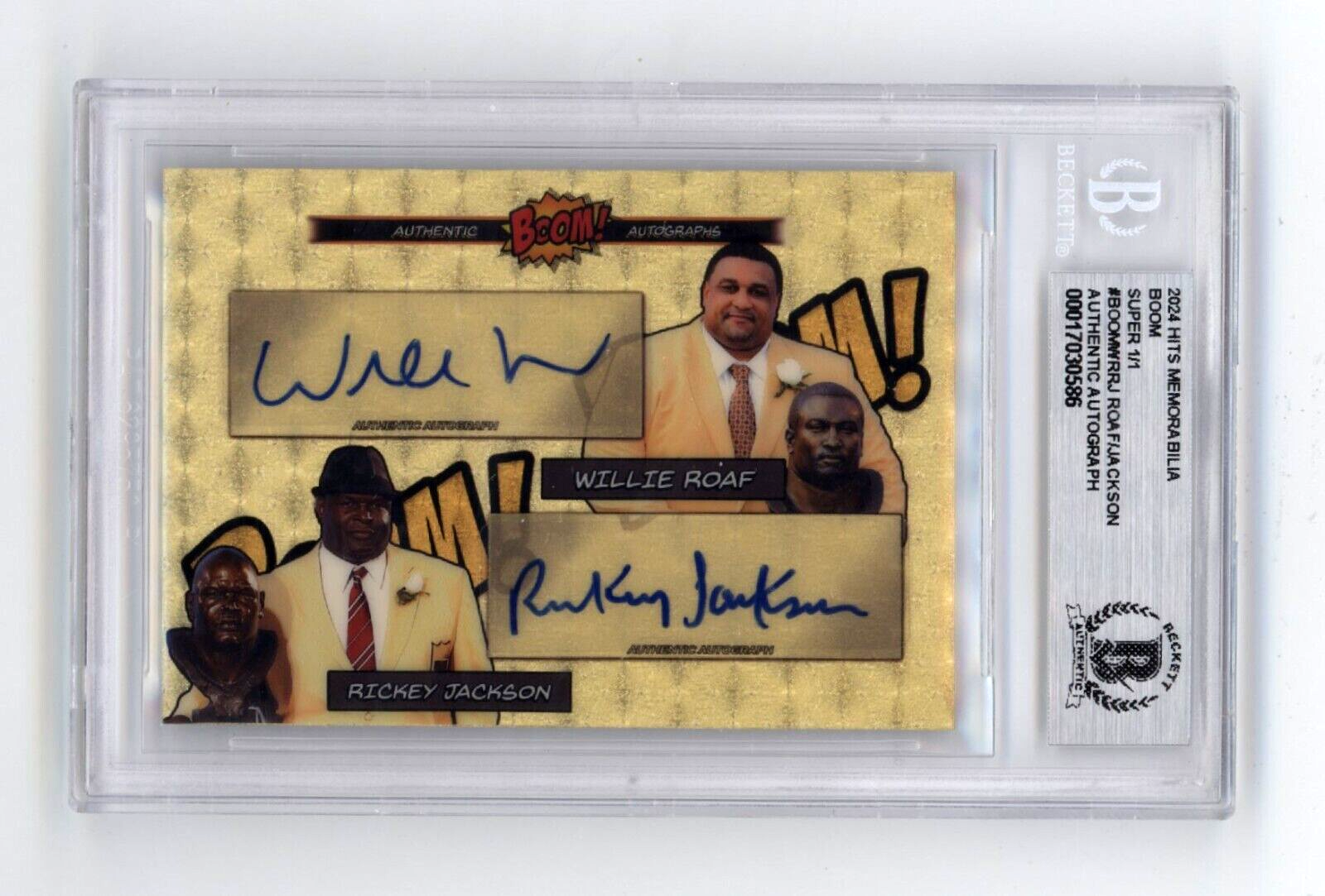 Willie Roaf & Rickey Jackson 2024 Hits BOOM Super #1/1 Dual Signed BGS BAS Auto0