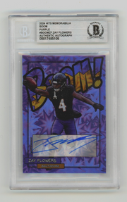 Zay Flowers 2024 Hits Memorabilia BOOM Purple /4 Signed BGS BAS Auto Ravens0