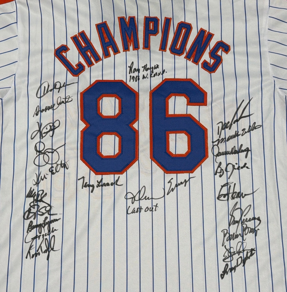 New York Mets 1986 World Series (23 Auto) Team Signed Custom Jersey Insc JSA COA1