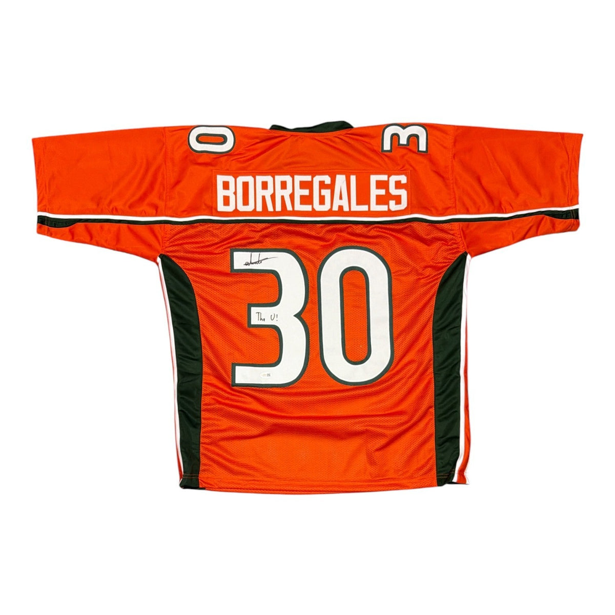 Andres Borregales Signed Miami Hurricanes Custom Jersey w/ The U! JSA WIT COA0