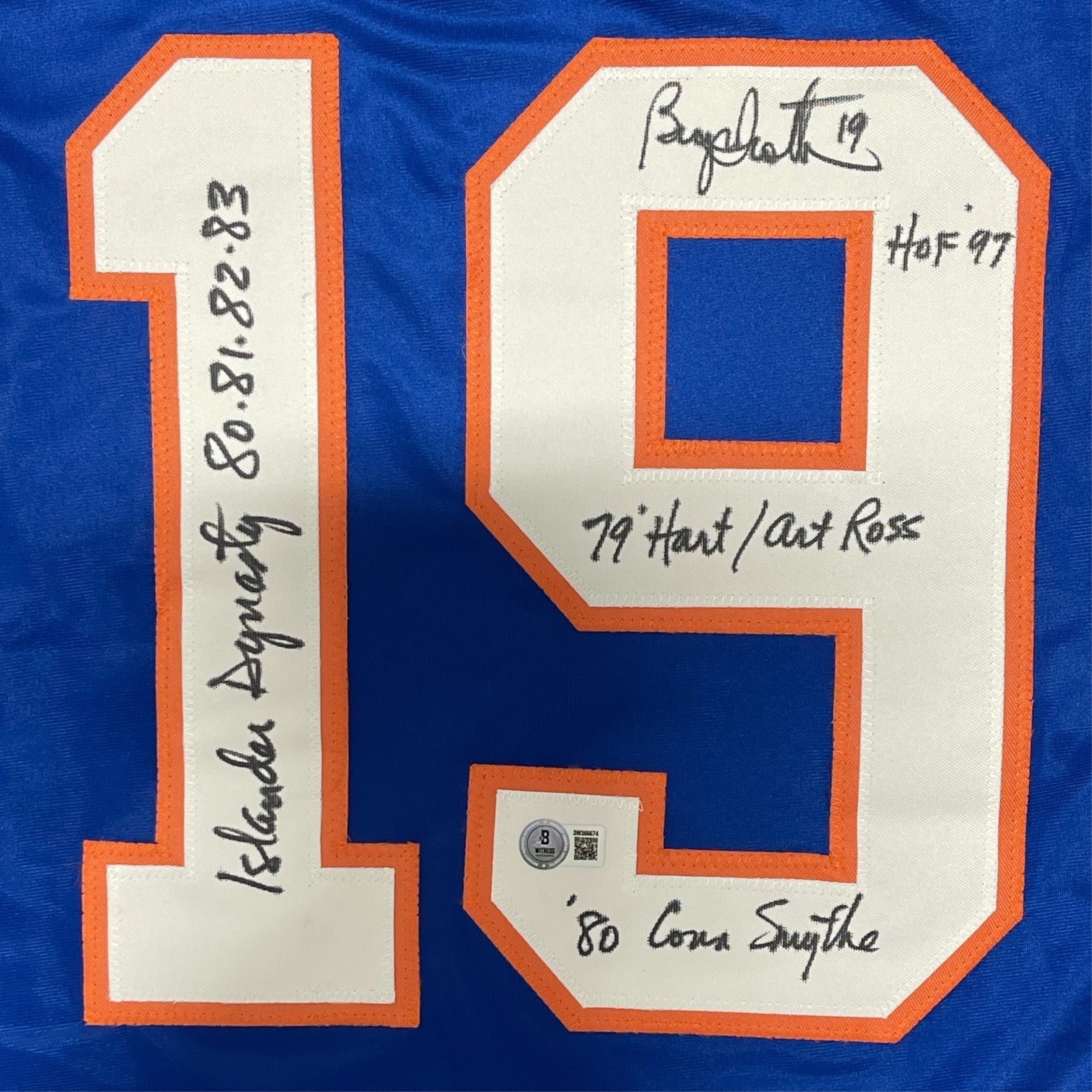 Bryan Trottier Signed Islanders Custom Jersey w/ 5 Insc Beckett Witness BAS COA1