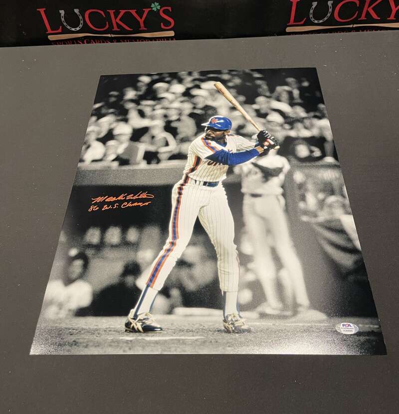 Mookie Wilson Signed Auto 16x20 Photo Spotlight PSA COA 86 WS Champs NY Mets0