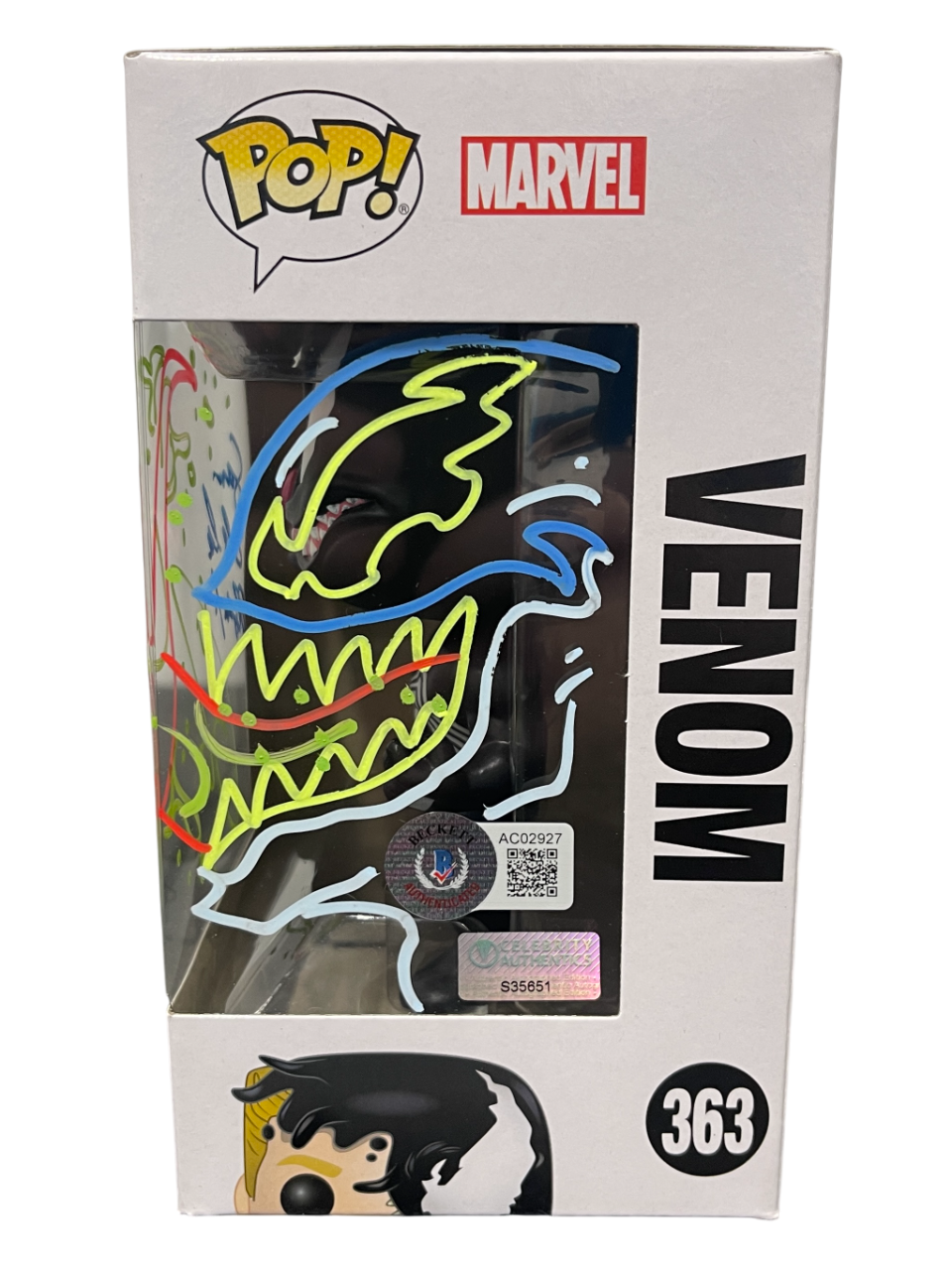 Tom Hardy Signed Venom Funko Pop #363 w/ Sam De La Rosa Sketch BAS & JSA COA C2