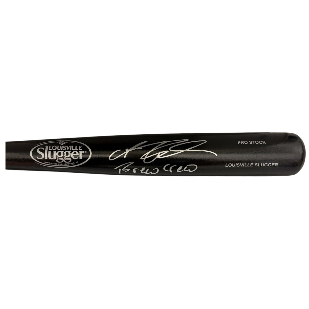 Andrew Fischer Signed Black Louisville Slugger Bat w/ Brew Crew JSA Witness COA0