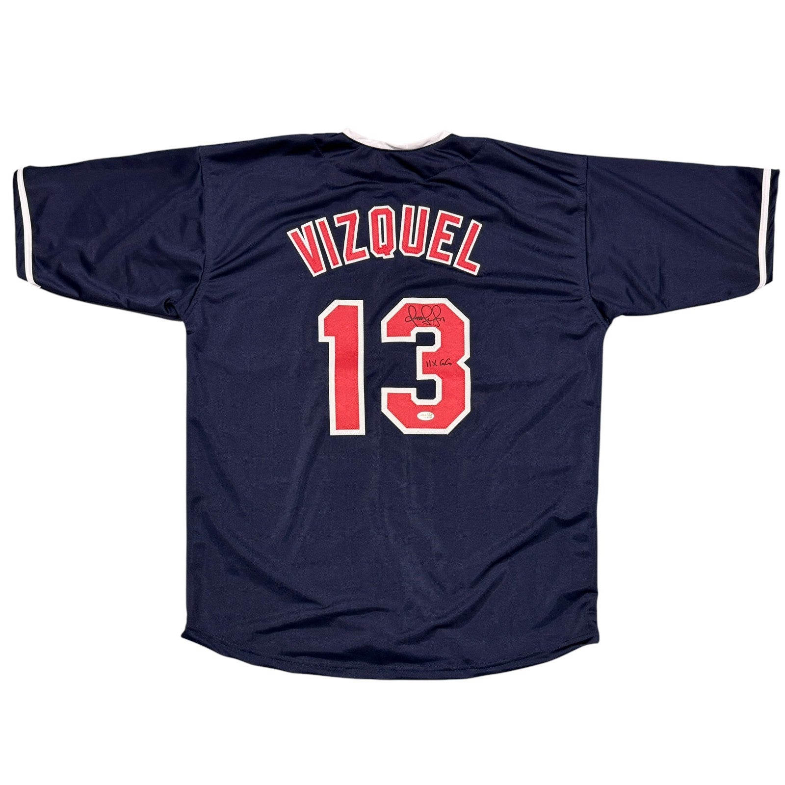 Omar Vizquel Signed Cleveland Indians Custom Jersey w/ 11x GG JSA Witness COA0