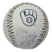 Andrew Fischer Signed Brewers Logo Baseball w/ Brew Crew JSA Witness COA0