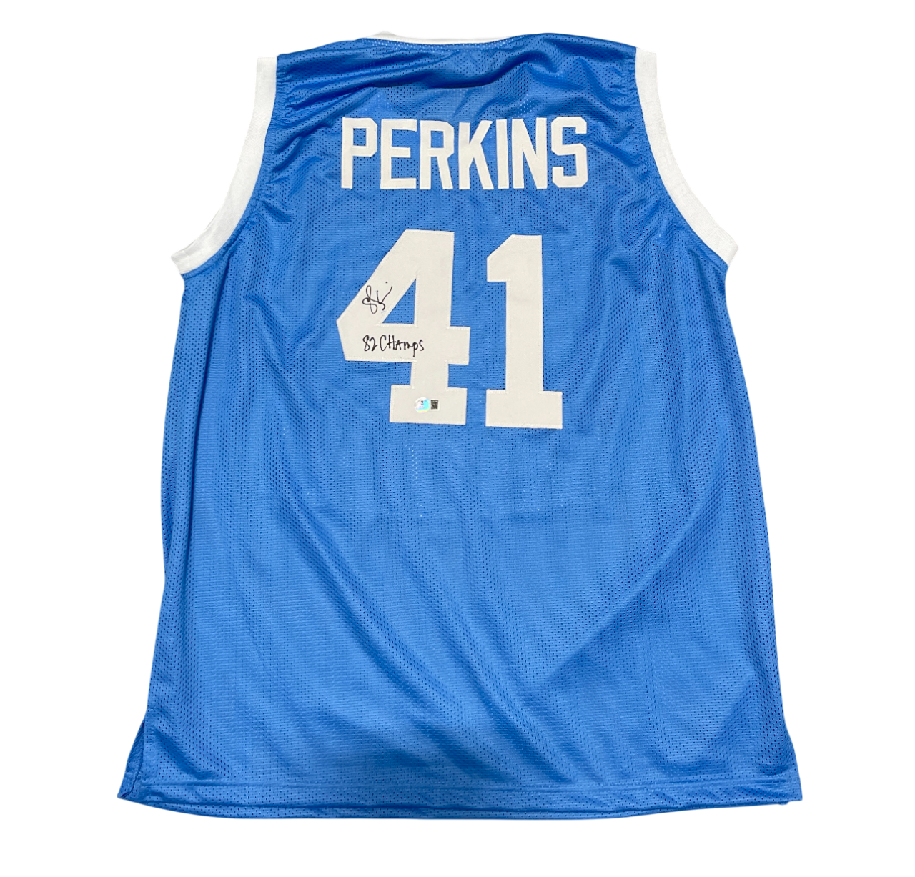 Sam Perkins Signed North Carolina UNC Custom Jersey 82 Champs Beckett W BAS COA0