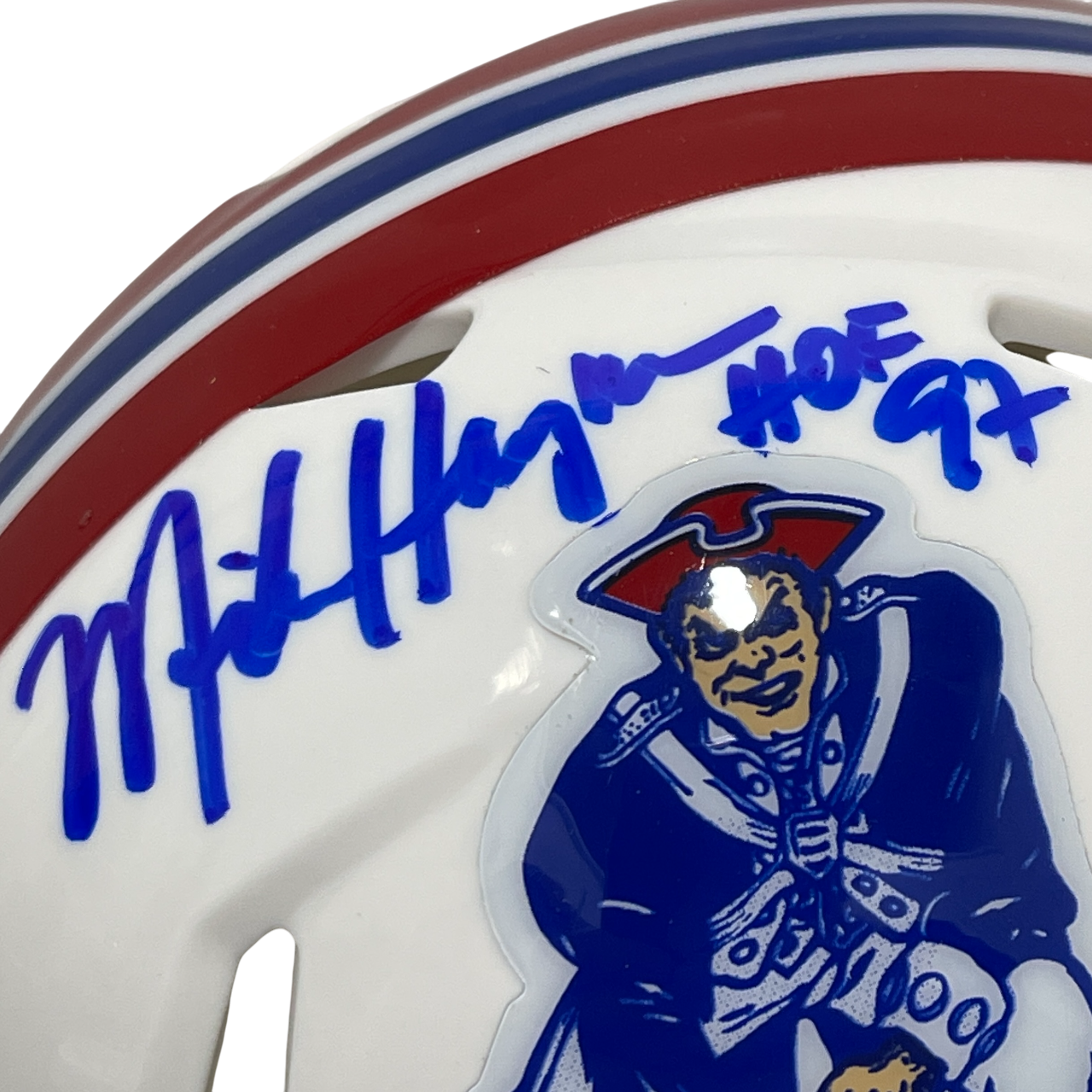 Mike Haynes Signed Patriots TB Mini Helmet w/ HOF 97 Beckett Witness BAS COA1