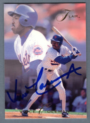 Vince Coleman Signed Autographed 1993 Fleer Flair #90 LSCM COA New York Mets0
