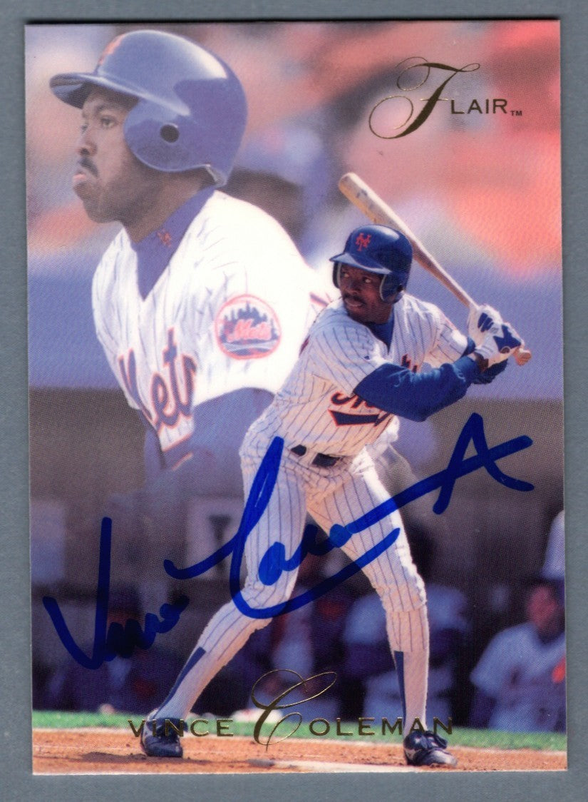 Vince Coleman Signed Autographed 1993 Fleer Flair #90 LSCM COA New York Mets0