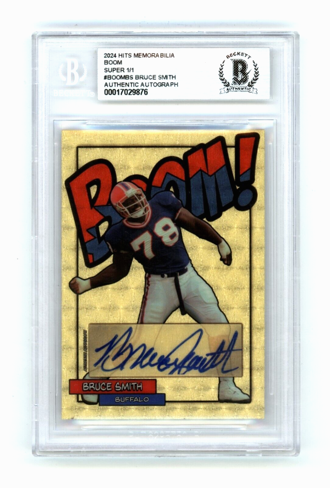 Bruce Smith 2024 Hits Memorabilia BOOM Super #1/1 Signed BGS BAS Auto Bills0