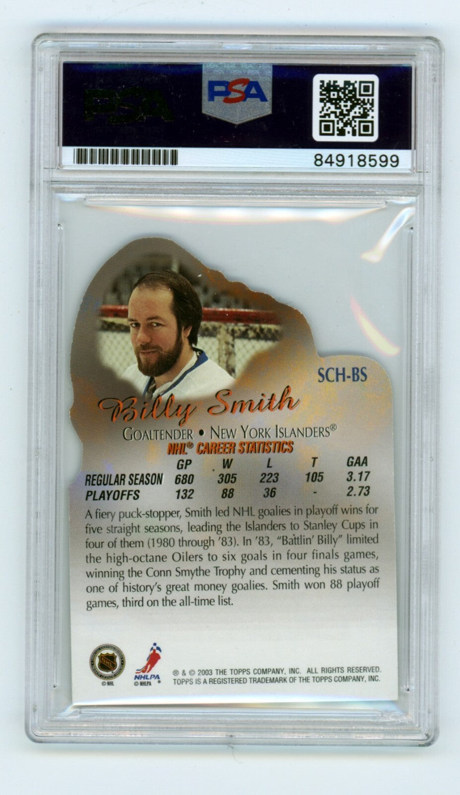Billy Smith 2003 Topps Stanley Cup Heroes #SCH-BS Signed PSA Authentic Auto NYI1