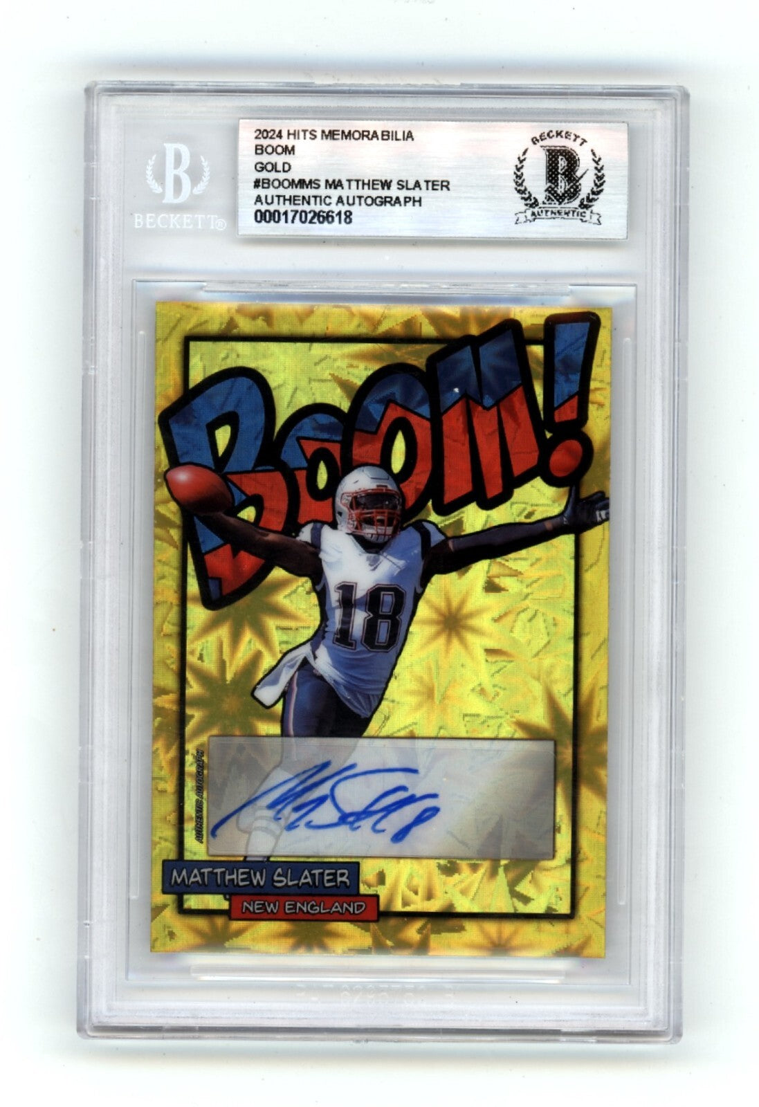 Matthew Slater 2024 Hits Memorabilia BOOM Gold #/10 Signed BGS BAS Auto Patriots0