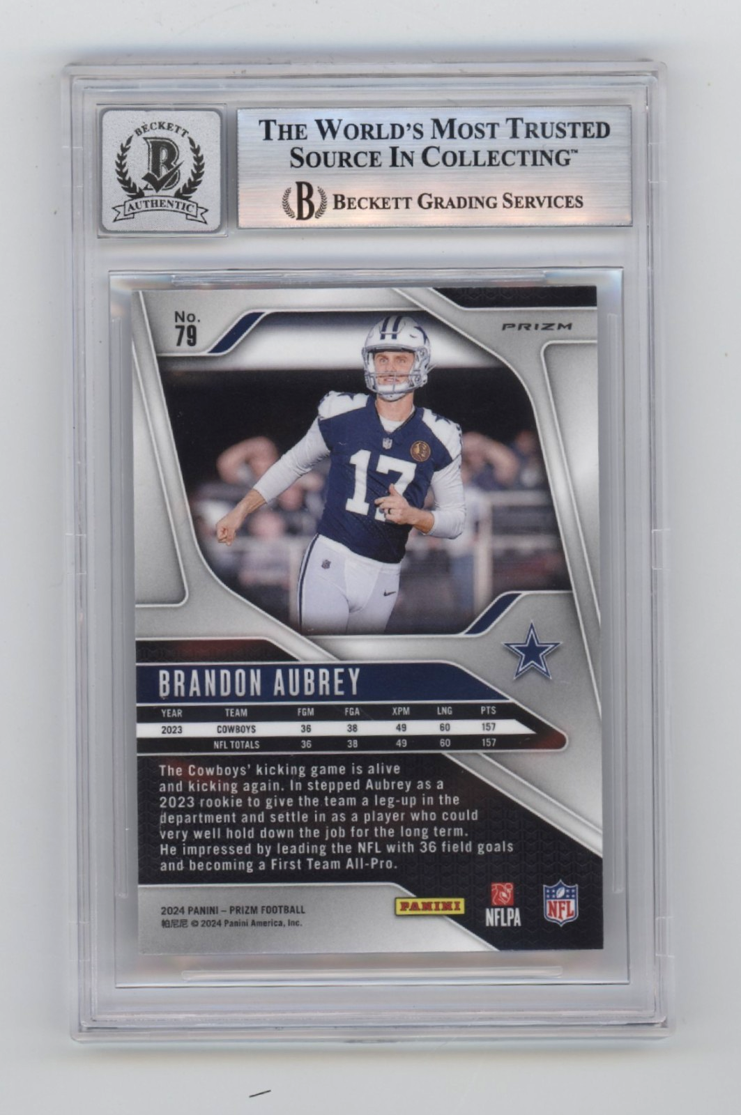 Brandon Aubrey 2024 Panini Prizm Checkerboard Prizm Signed Beckett BGS 10 Auto1