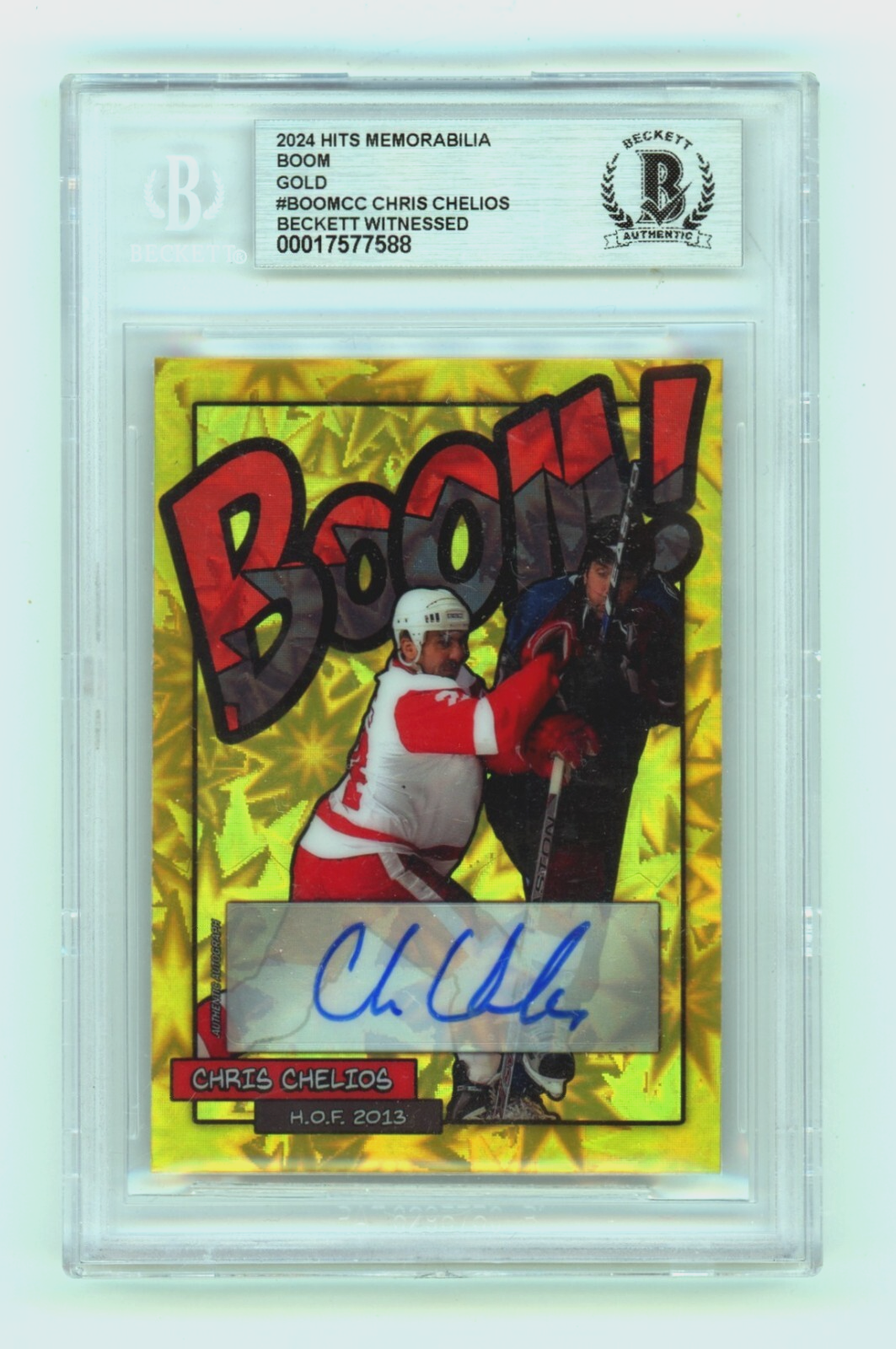 Chris Chelios 2024 Hits Memorabilia BOOM Gold /10 Signed BGS BAS Auto Detroit0