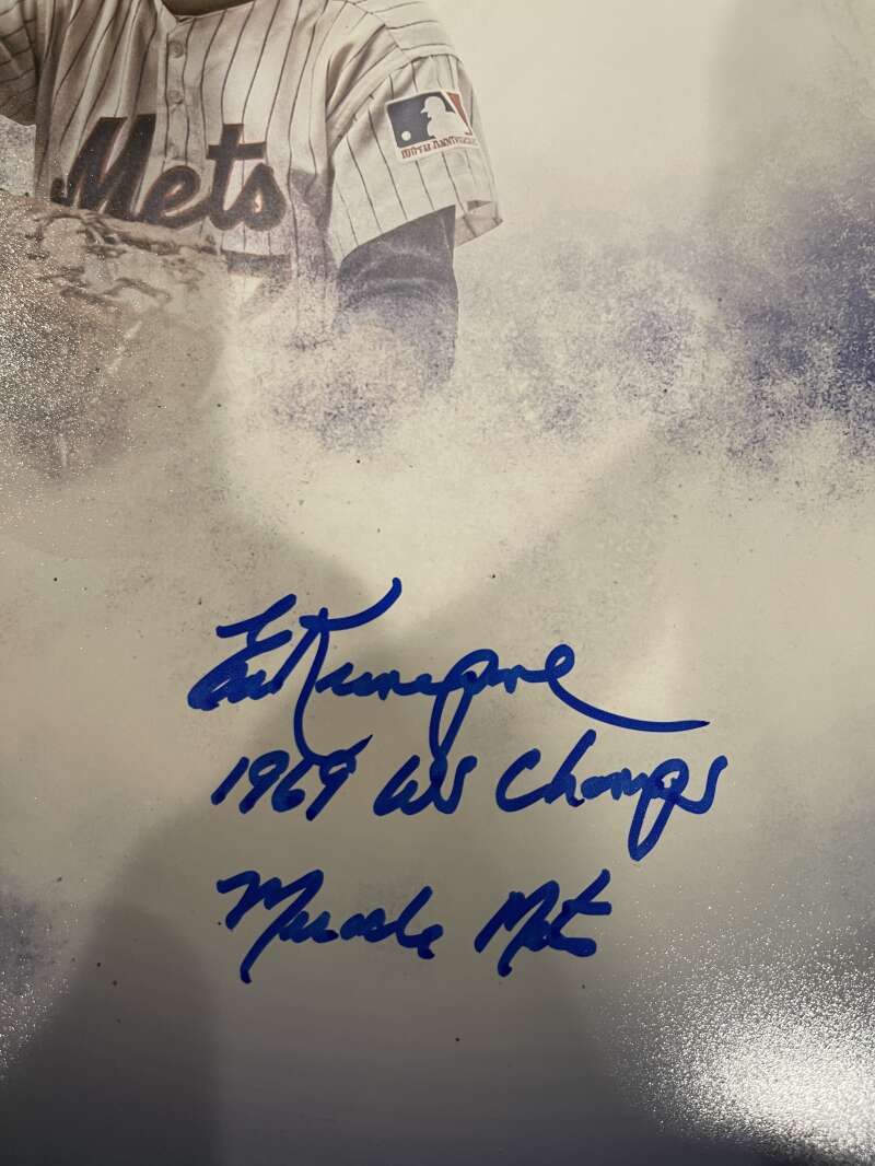 Ed Kranepool Signed New York Mets 11x14 Photo w/ 1969 WS Champs LSCM COA1