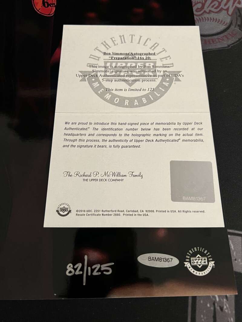 Ben Simmons Signed 16x20 Photo Preperation LE /125 Upper Deck UDA COA2