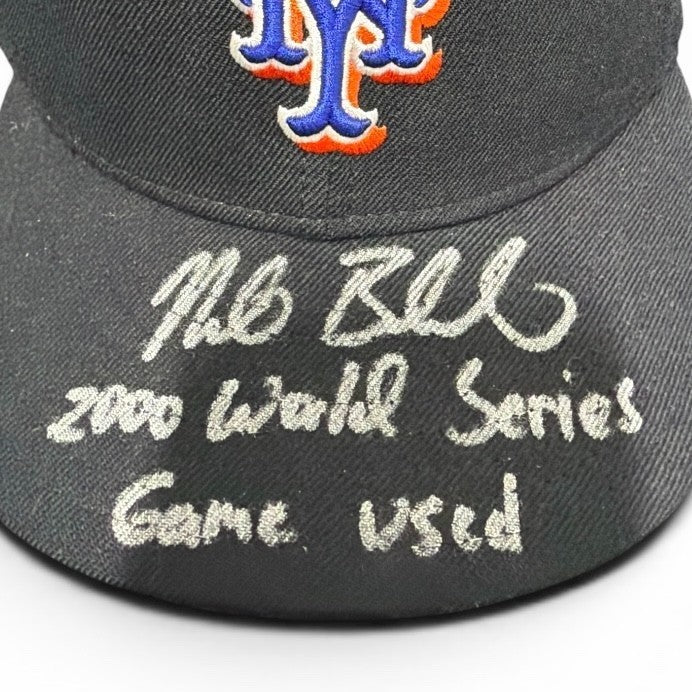 Mike Bordick Signed Game Used 2000 World Series New York Mets Hat JSA Wit. COA1