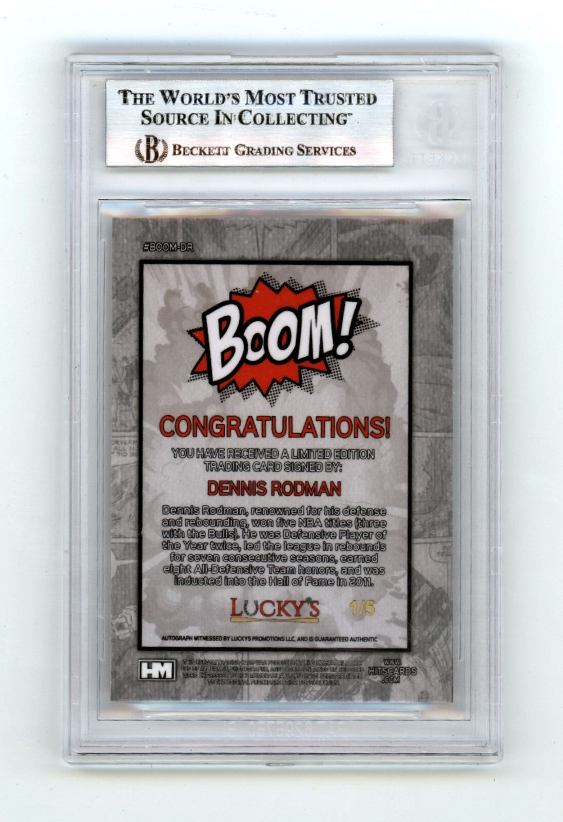 Dennis Rodman 2024 Hits Memorabilia BOOM Red #/5 Signed BGS BAS Auto Bulls1