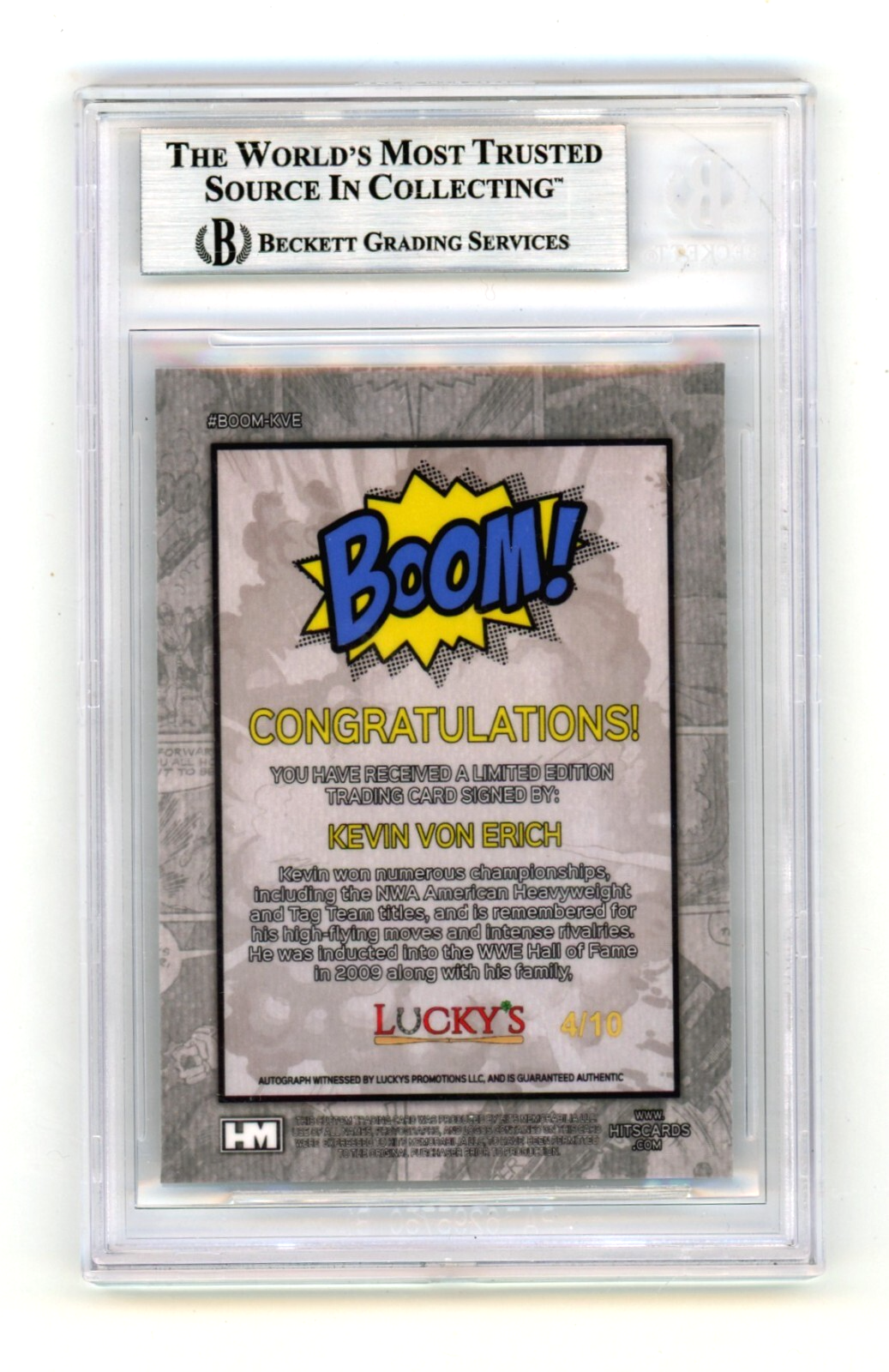 Kevin Von Erich 2024 Hits Memorabilia BOOM Silver /10 Signed BGS BAS Auto1