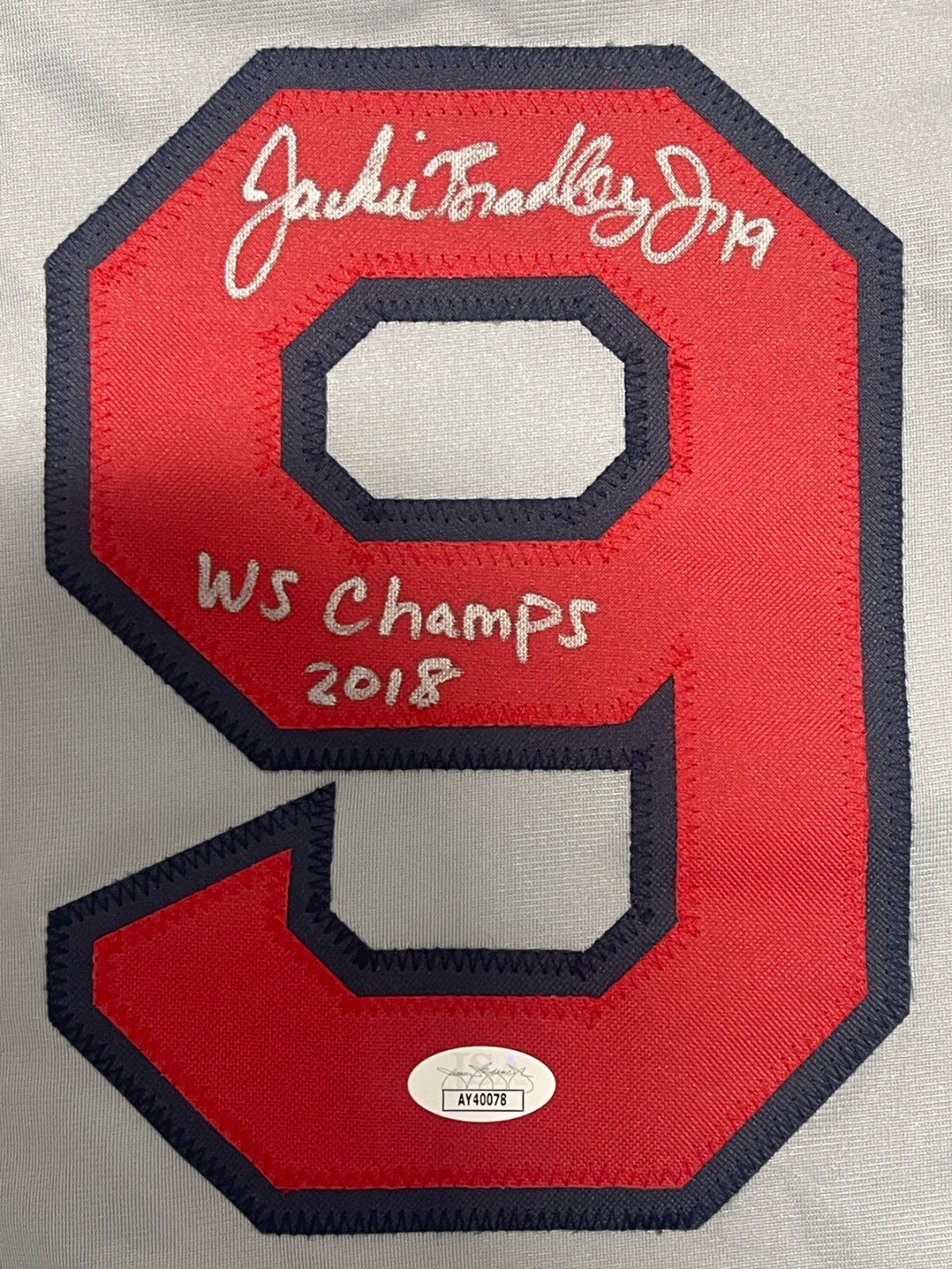 Jackie Bradley Jr Signed Boston Custom Jersey w/ WS Champs 2018 JSA COA1
