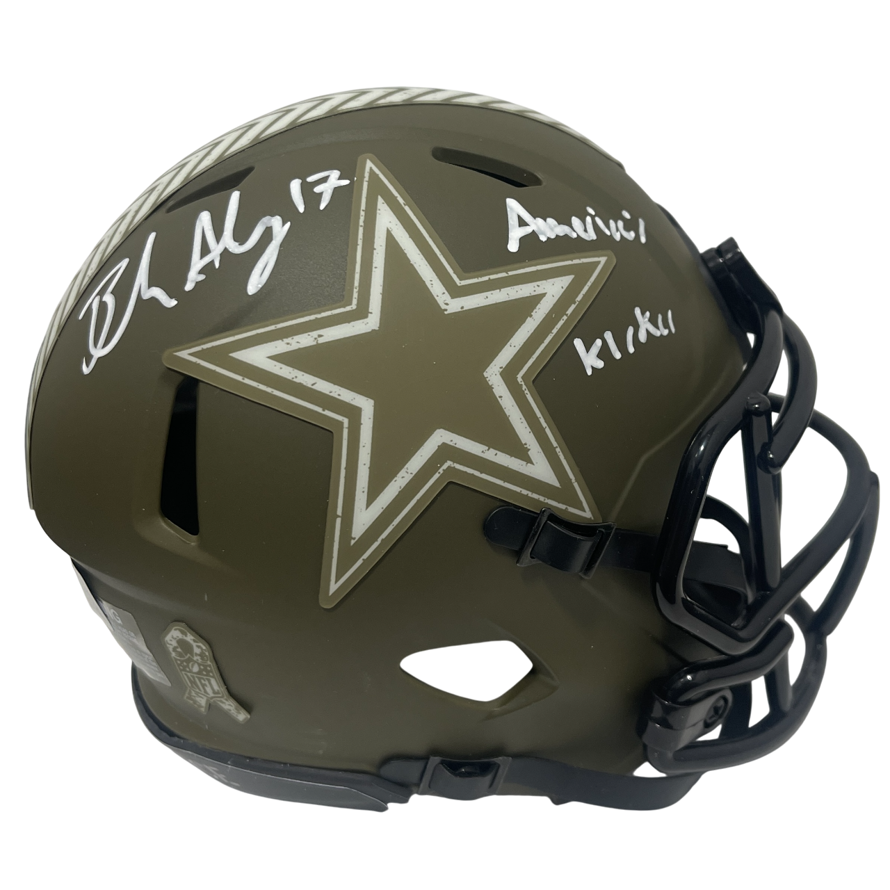 Brandon Aubrey Signed Salute 23 Mini Helmet w/ Americas Kicker Beckett BAS COA0