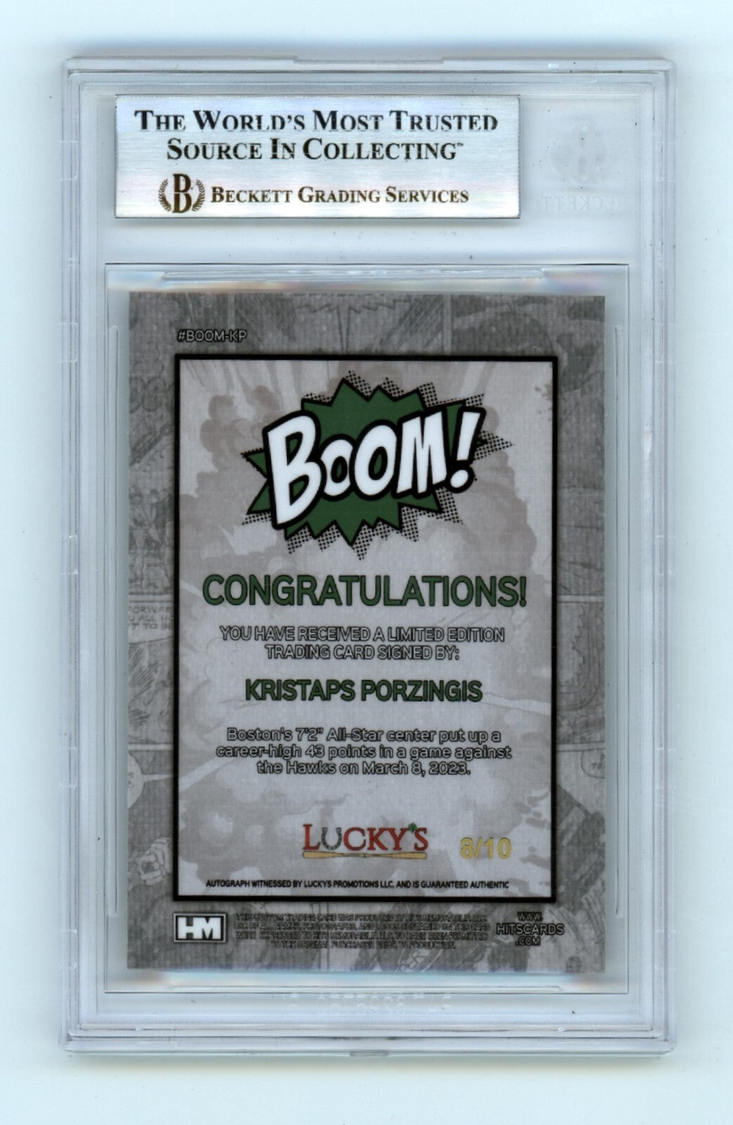 Kristaps Porzingis 2024 Hits Memorabilia BOOM Gold JSY #8/10 Signed BGS BAS Auto1