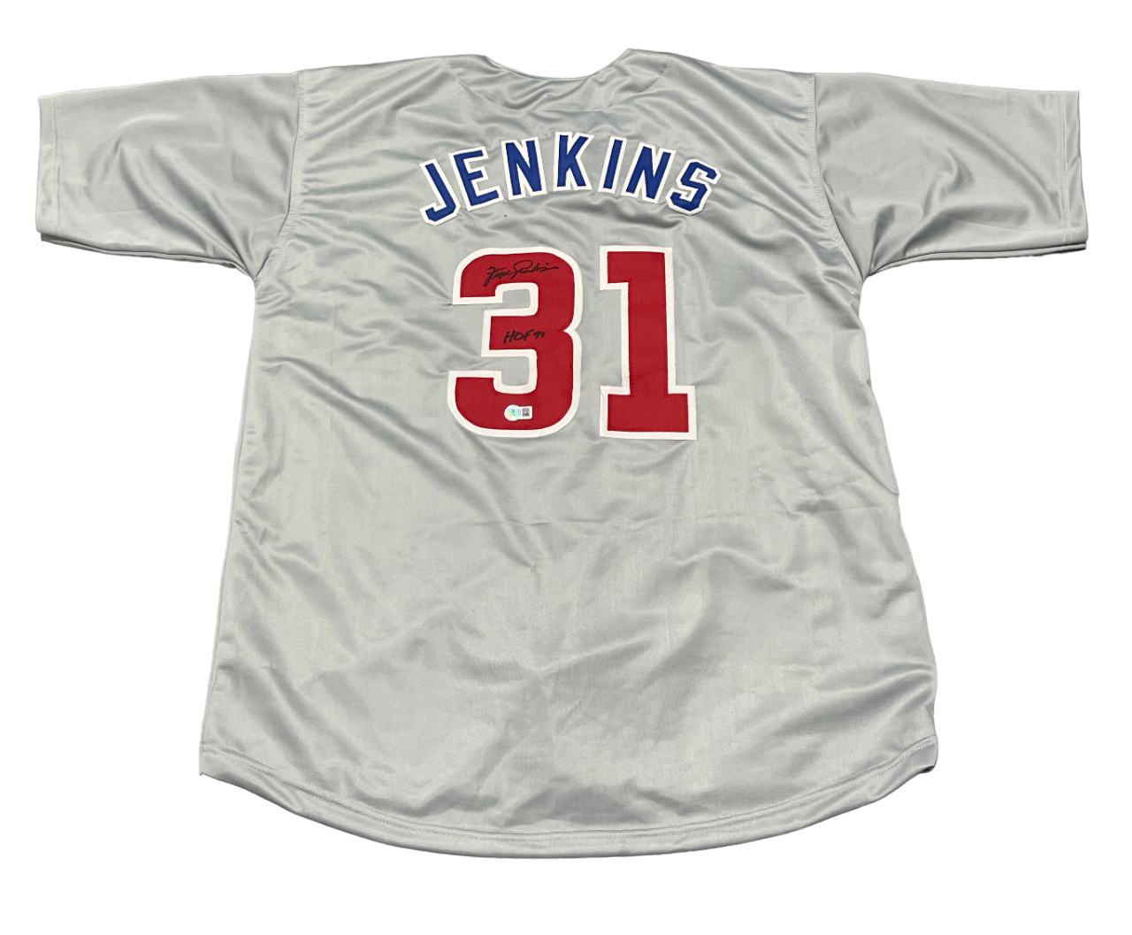 Fergie Jenkins Signed Chicago Cubs Custom Jersey w/ HOF 91 Beckett Wit BAS COA0