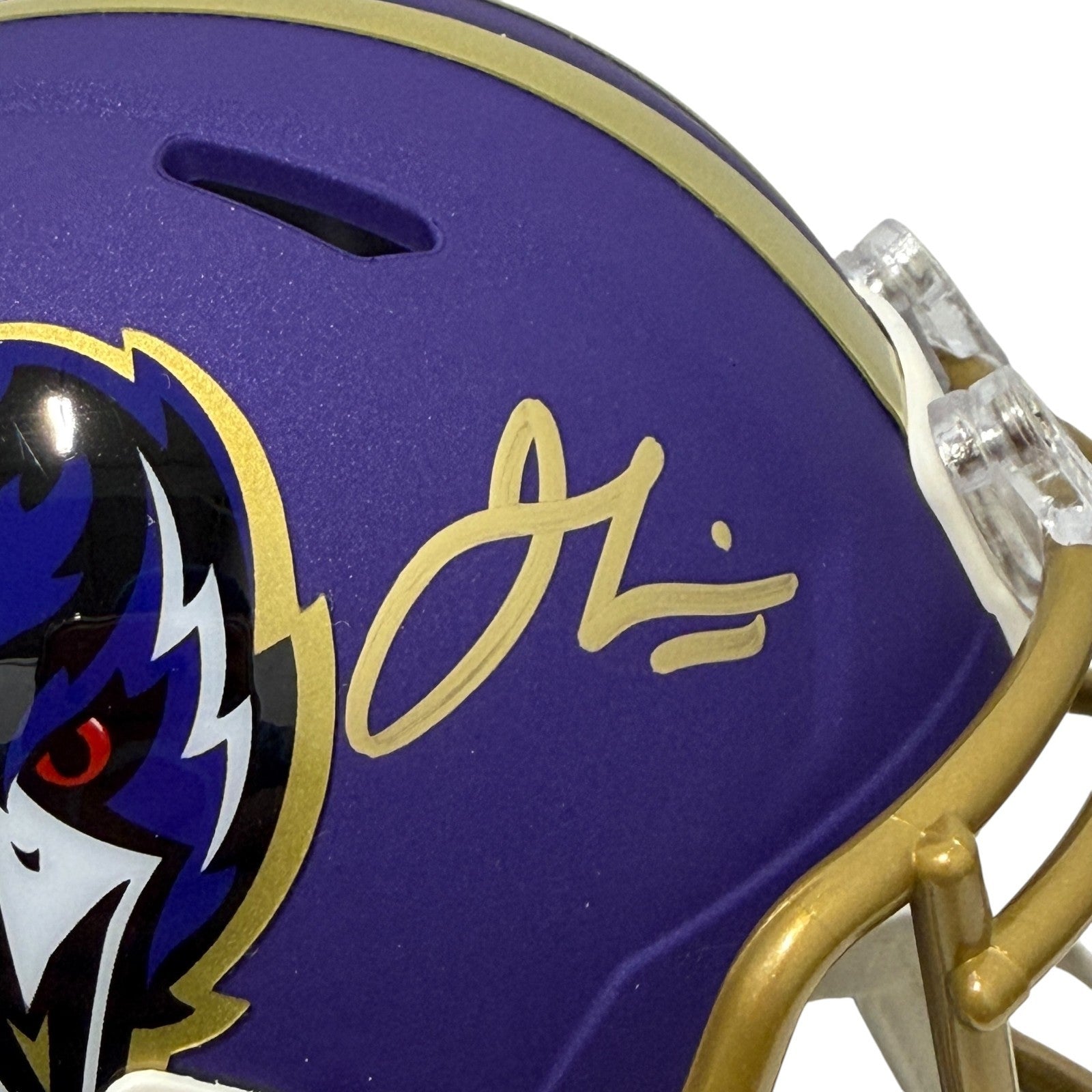 Jamal Lewis Signed Baltimore Ravens Alt Purple Mini Helmet JSA Witness COA1