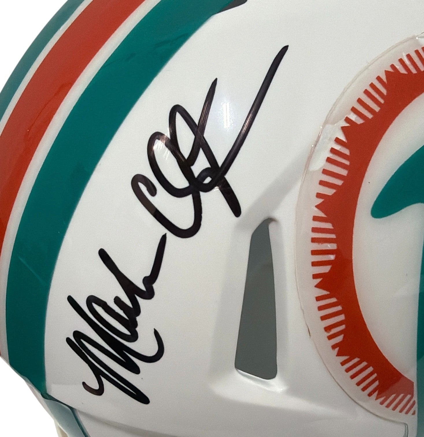 Mark Clayton & Mark Duper Dual Signed Dolphins TB Mini Helmet JSA Witness COA1