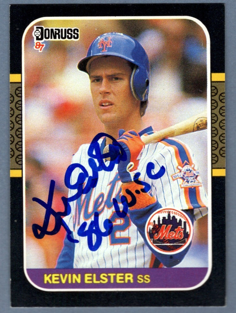 Kevin Elster Signed 1987 Donruss #635 Rookie RC w/ 86 WSC LSCM COA New York Mets0