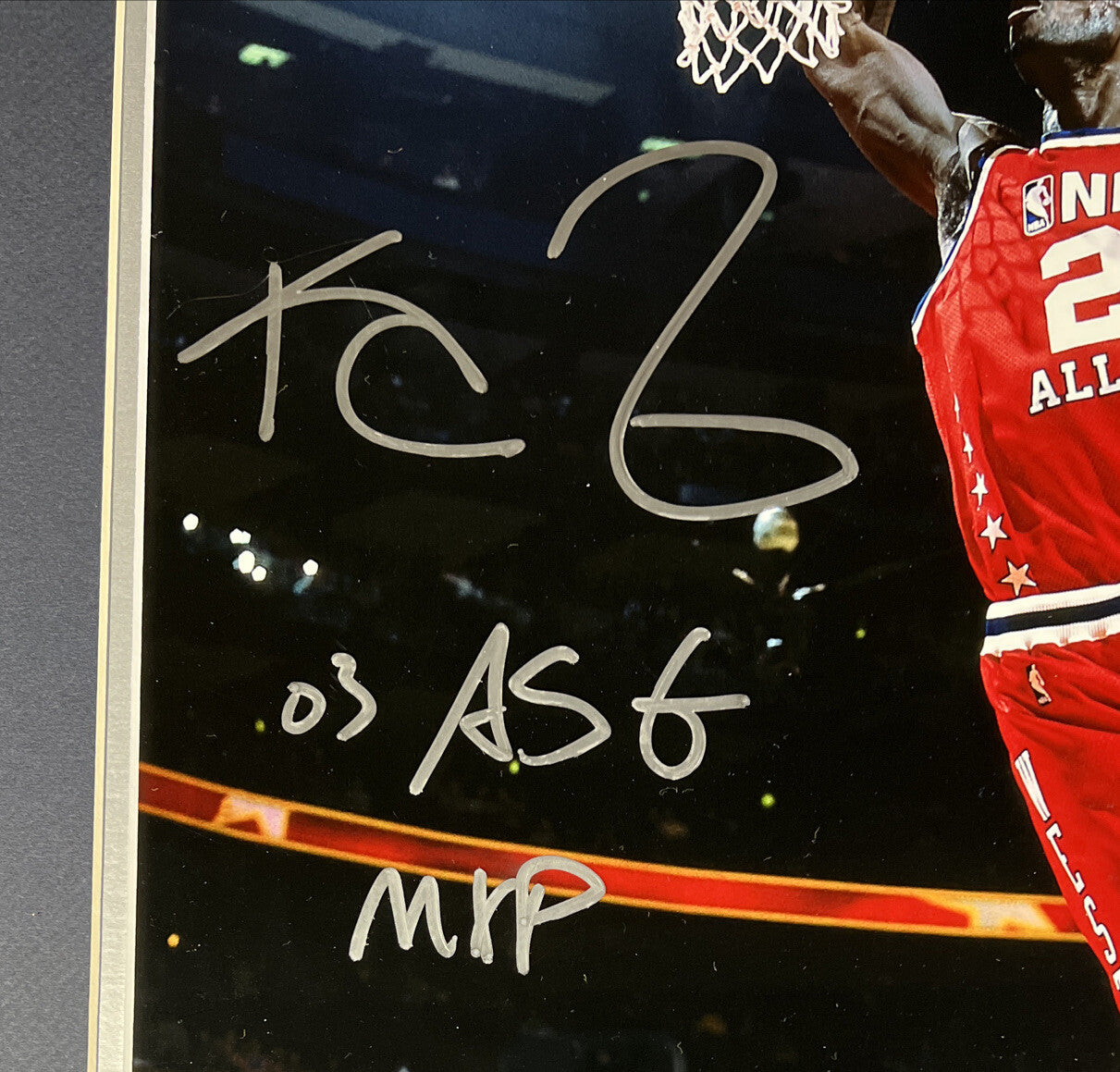 Kevin Garnett Signed Framed 16x20 Photo w/ NBA All Star 03 ASG MVP PSA COA1