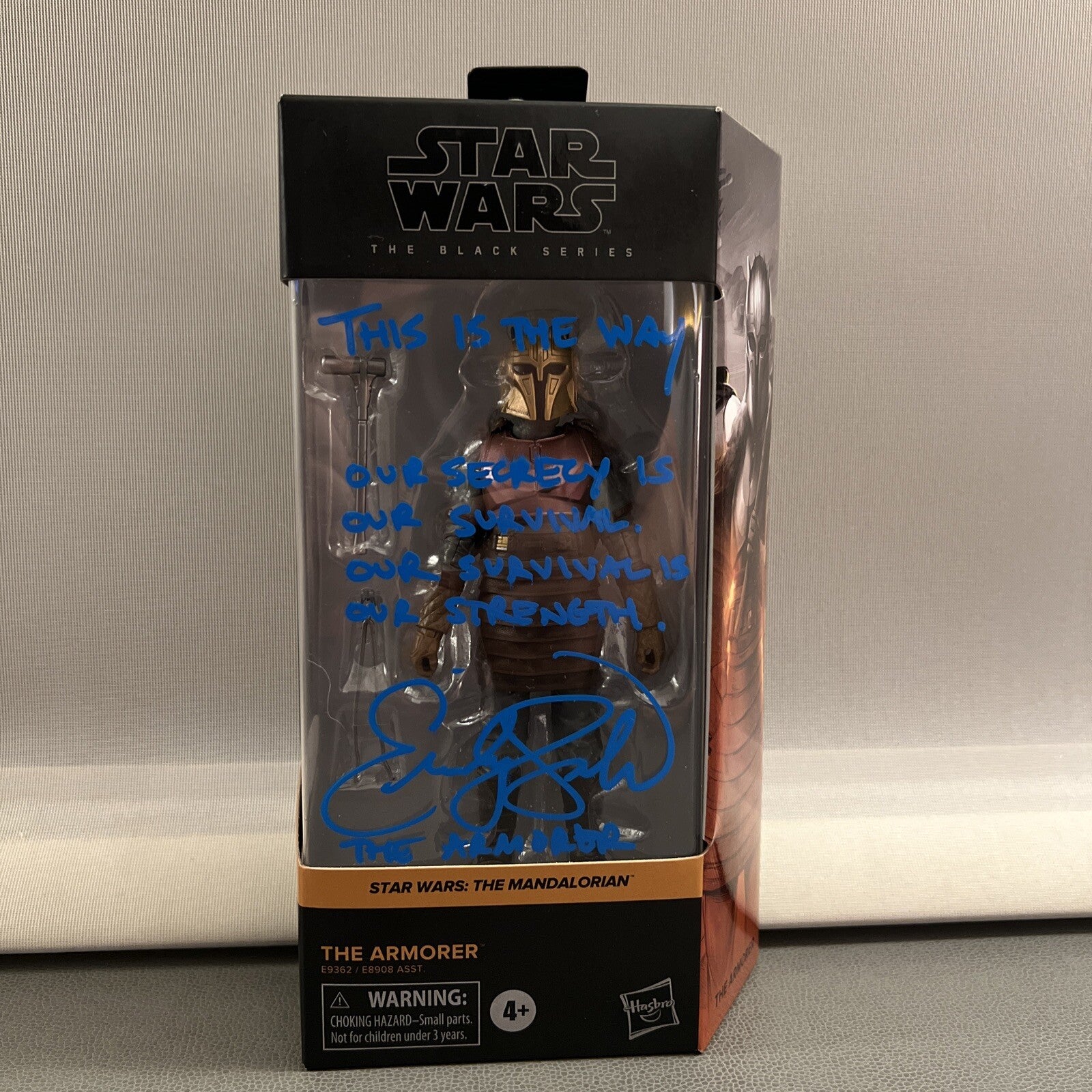 Emily Swallow Signed Auto The Armorer Star Wars Black Series Figure Insc JSA COA0