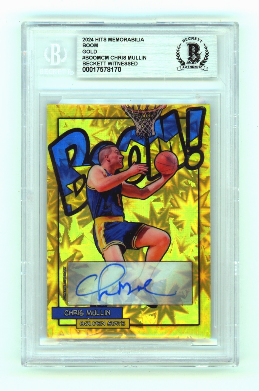 Chris Mullin 2024 Hits Memorabilia BOOM Gold /10 Signed BGS BAS Auto Warriors0