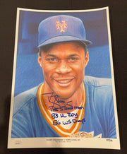 Darryl Strawberry Signed Auto 10x14 Topps Living Art Print /100 3x Insc. JSA COA0