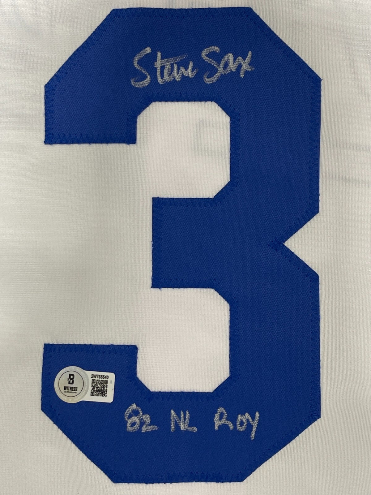 Steve Sax Signed Los Angeles Dodgers Custom Jersey w 82 NL ROY Beckett W BAS COA1
