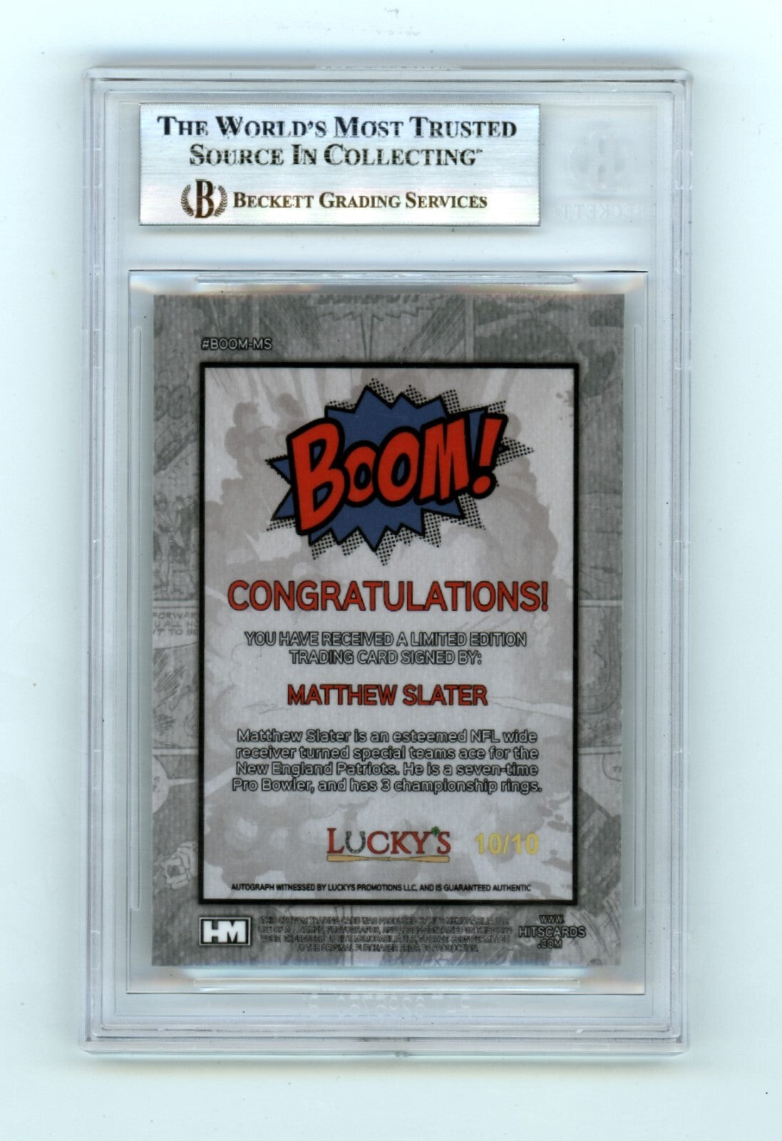 Matthew Slater 2024 Hits Memorabilia BOOM Gold #/10 Signed BGS BAS Auto Patriots1
