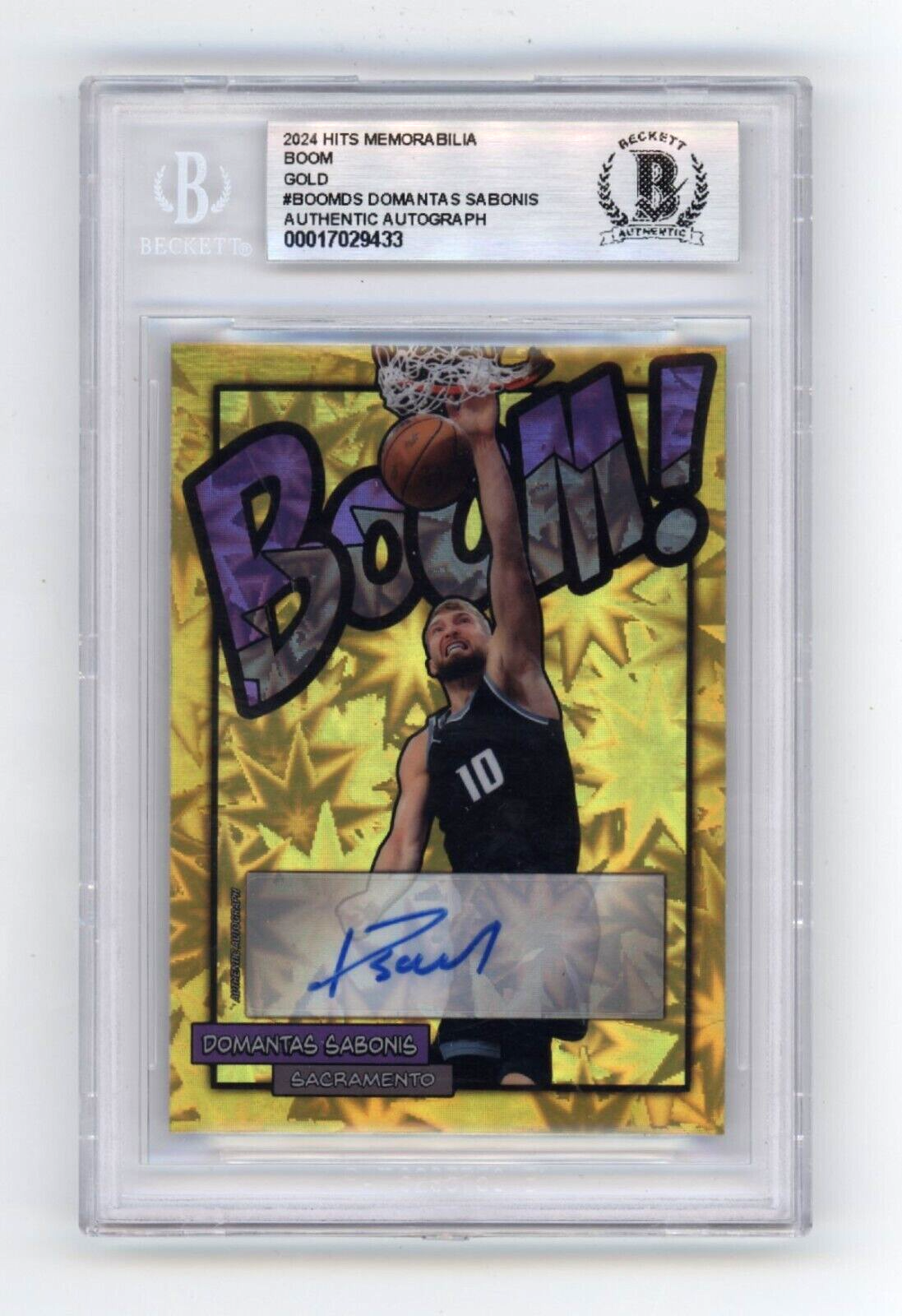 Domantas Sabonis 2024 Hits Memorabilia BOOM Gold #/5 Signed BGS BAS Auto Kings0