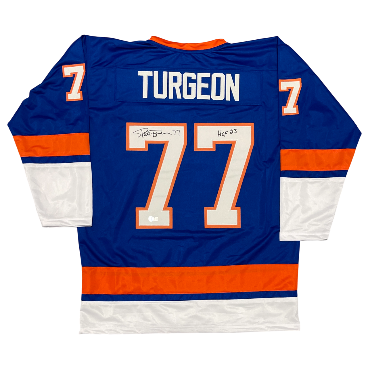 Pierre Turgeon Signed NY Islanders Custom Jersey w/ HOF 23 Beckett Wit BAS COA0