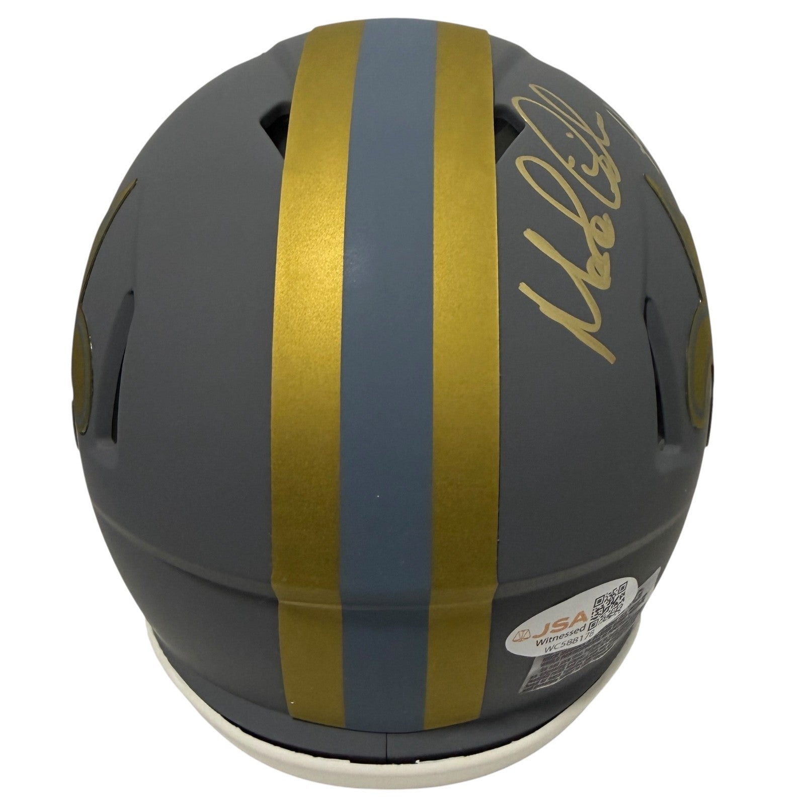 Morten Anderson Signed Saints Slate Mini Helmet w/ HOF 2017 JSA Witness COA3