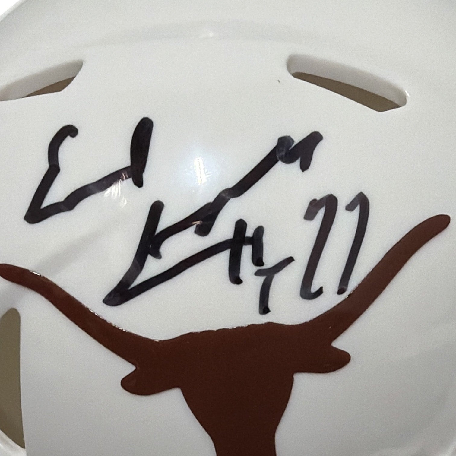 Earl Campbell Signed Texas Longhorns Speed Mini Helmet w/ HT 77 JSA Witness COA1
