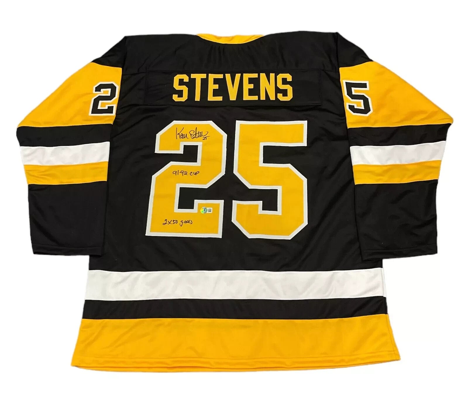 Kevin Stevens Signed Penguins Custom Jersey w/ 2x Ins Beckett Witness BAS COA0