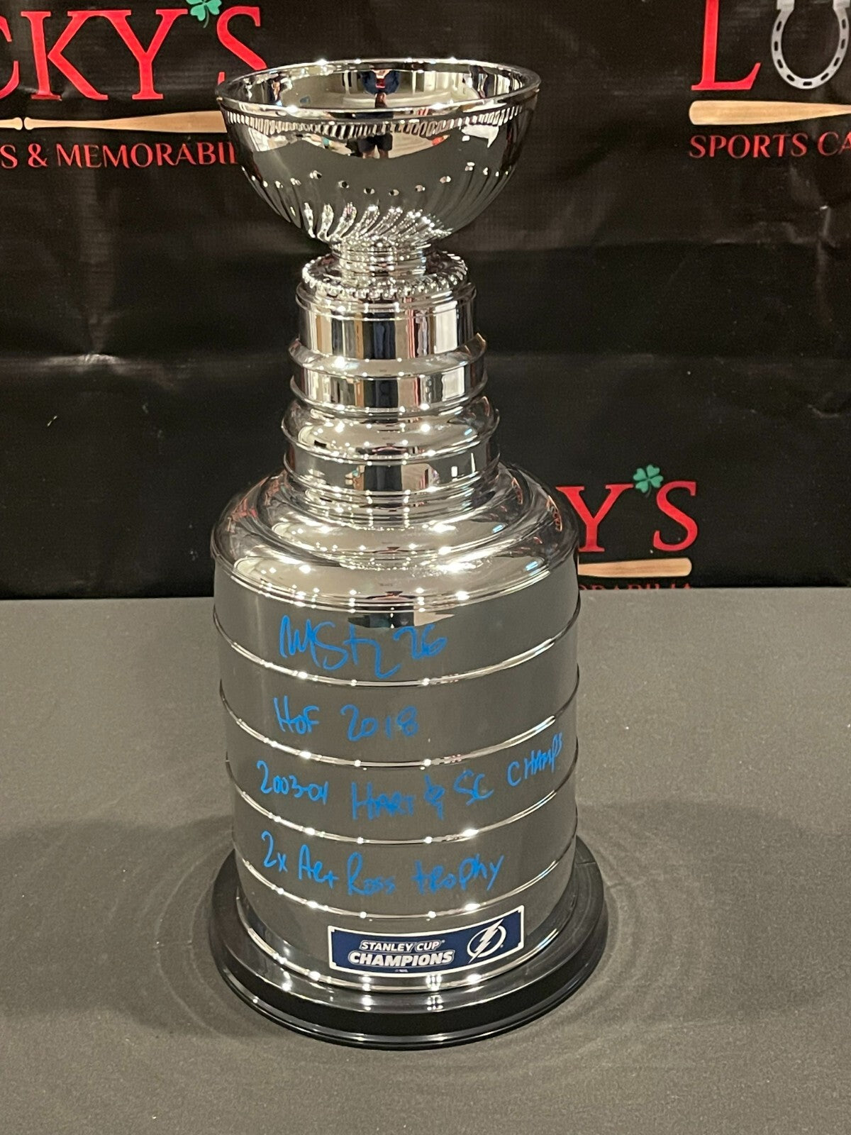 Martin St. Louis Signed Auto 14" Mini Stanley Cup 3x Insc. PSA ITP COA Lightning0