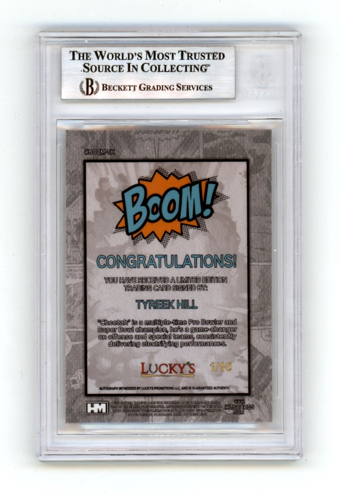 Tyreek Hill 2024 Hits Memorabilia BOOM Gold #/10 Signed BGS BAS Auto Dolphins1