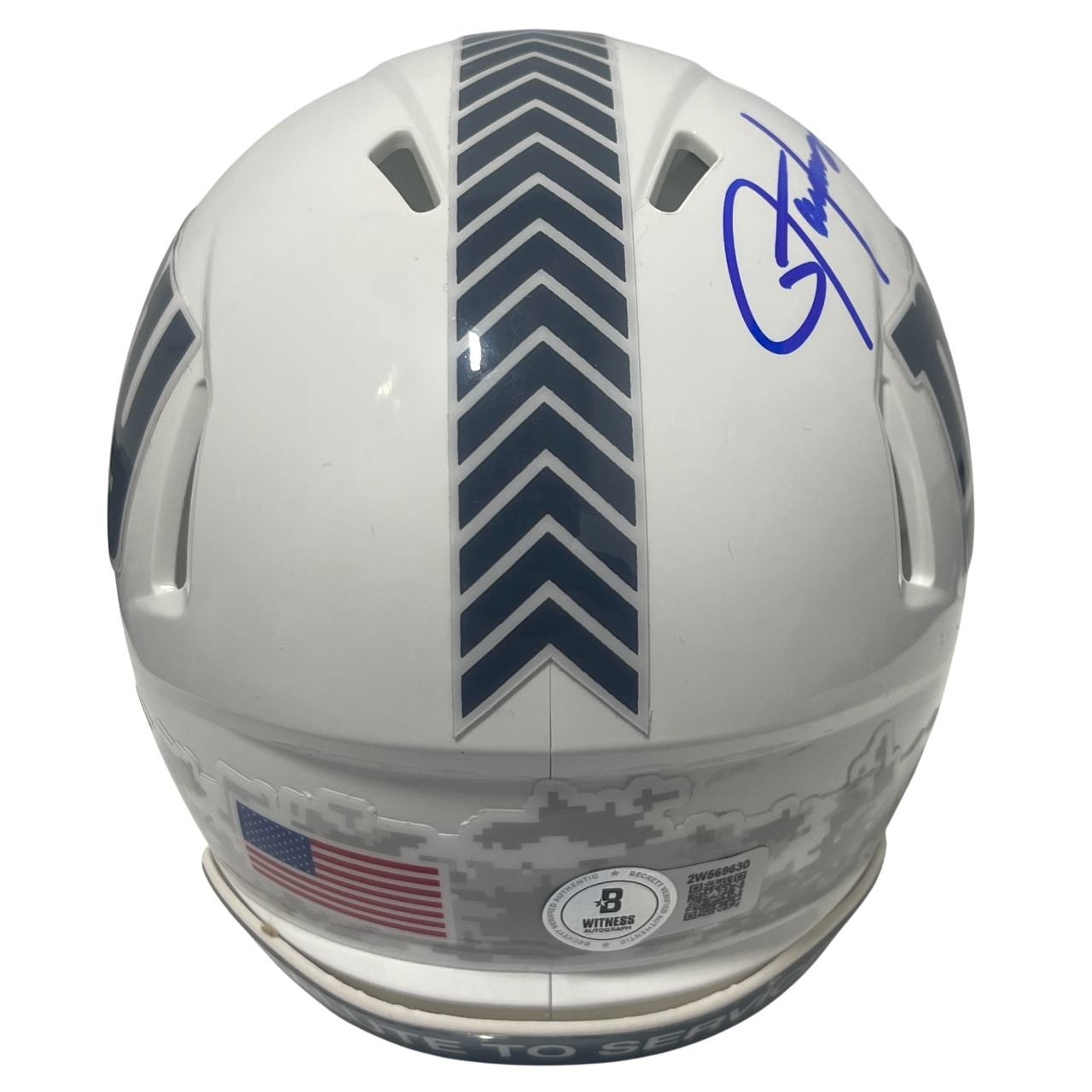 Lawrence Taylor Signed NY Giants Salute 24 Mini Helmet Beckett Witness BAS COA2